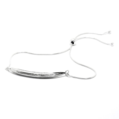 1. Silver SPRING Leaf bracelet by Agnes Veski Jewellery, shown in studio with adjustable chain and leaf design
