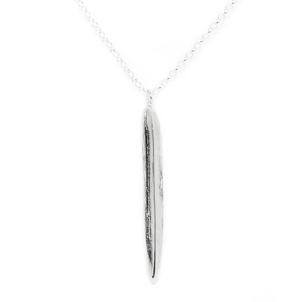 1. Agnes Veski Jewellery SRPING Leaf Necklace in silver plating, featuring a 4.5 cm pendant on a 50 cm chain, studio shot