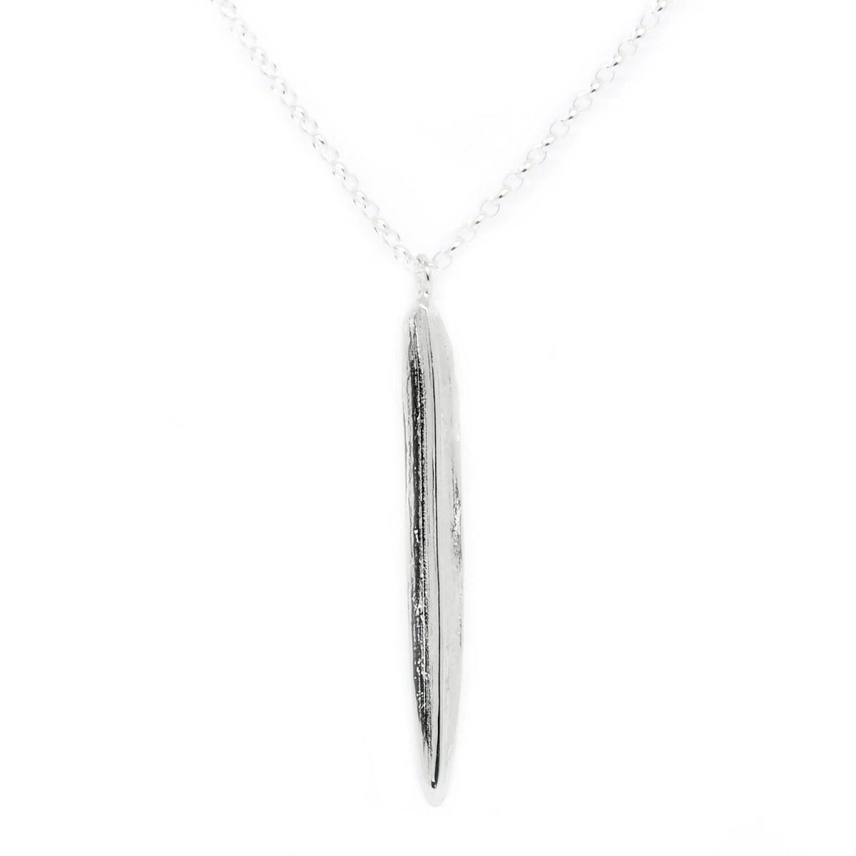 1. Agnes Veski Jewellery SRPING Leaf Necklace in silver plating, featuring a 4.5 cm pendant on a 50 cm chain, studio shot