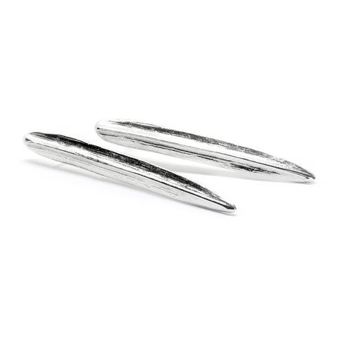 2. Agnes Veski Jewellery SPRING Leaf earrings in silver plating, displayed in a studio setting