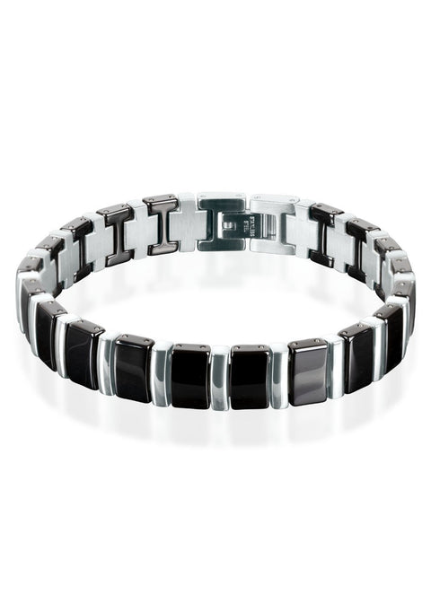 2. Men's Aslan bracelet by Leomani in high-quality black ceramic with stainless steel clasp, shown on a white background highlighting its classic and stylish design