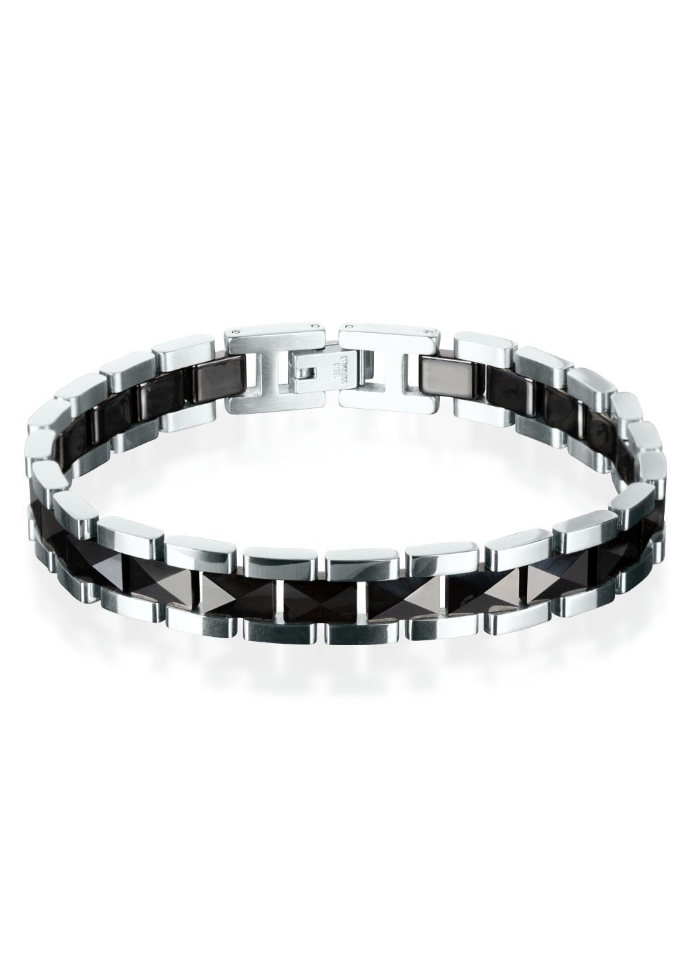 2. Men's Griffin bracelet by Leomani in high-quality black ceramic with stainless steel clasp, shown on a white background highlighting its classic and stylish design