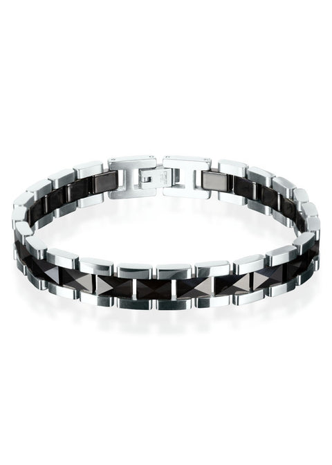 2. Men's Griffin bracelet by Leomani in high-quality black ceramic with stainless steel clasp, shown on a white background highlighting its classic and stylish design