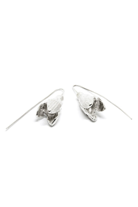 4. Side view of SPRING Snowdrops silver earrings by Agnes Veski Jewellery, emphasizing lightweight hook design