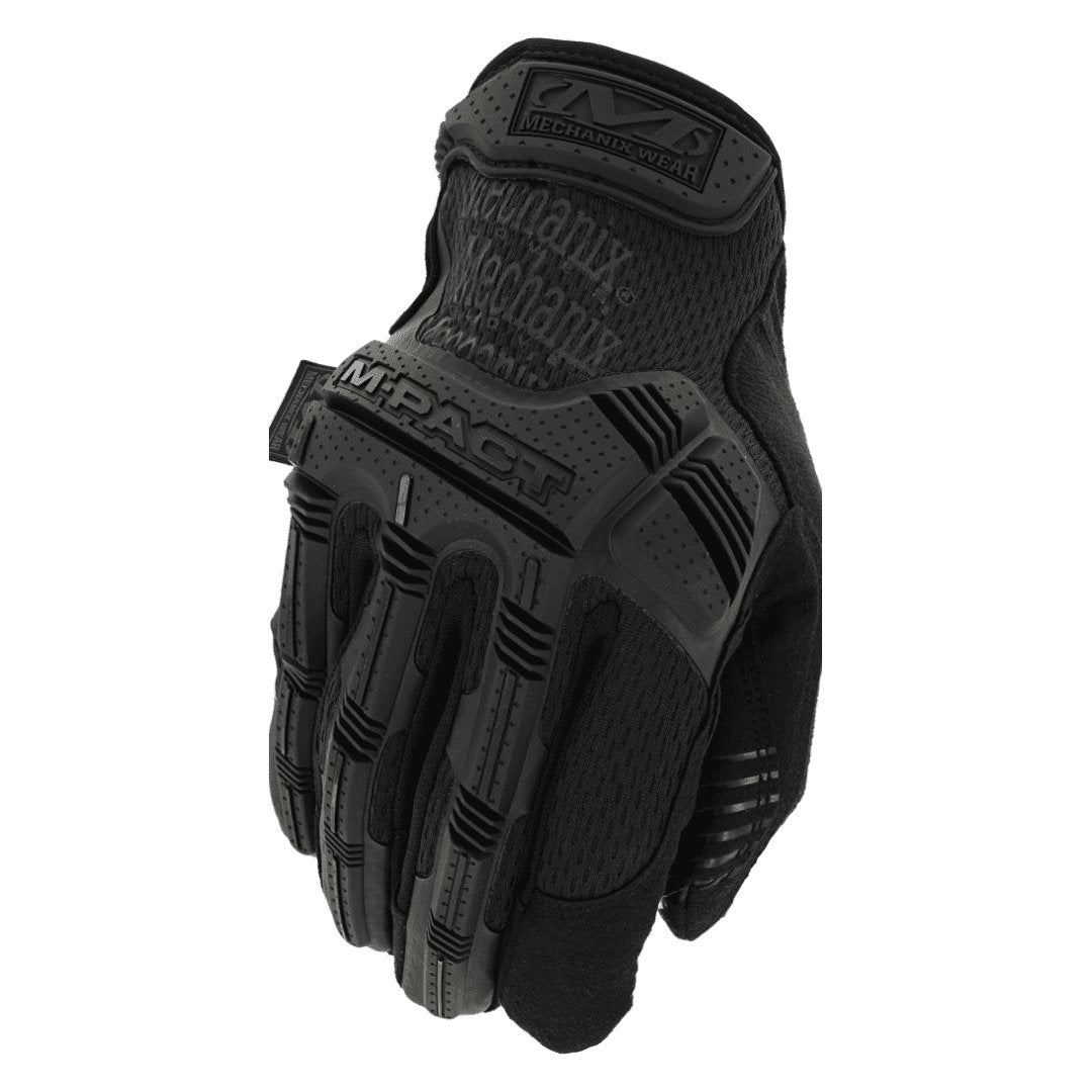 2. Black Mechanix M-Pact tactical glove with TPR protection and breathable material, shown from back