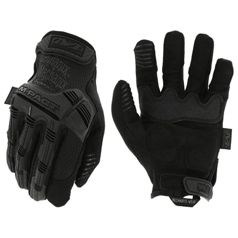 2. Pair of black Mechanix M-Pact gloves showing front and back with TPR protection