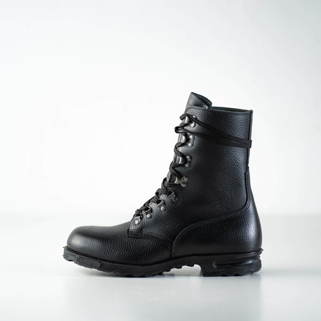 3. Studio shot of M77 Norwegian Combat Boots by Samelin in black full-grain leather, side view