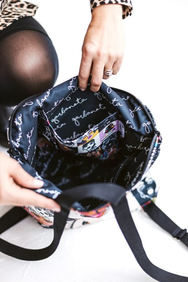 6. Close-up of Garbanota BACKPACK EGLE interior, highlighting spacious pocket and branded lining