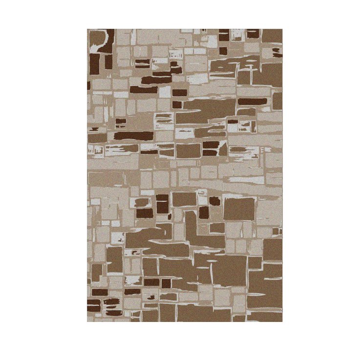 2. Full view of Mondrian in Earthy Hues rug with abstract mosaic pattern in beige and brown shades on black background
