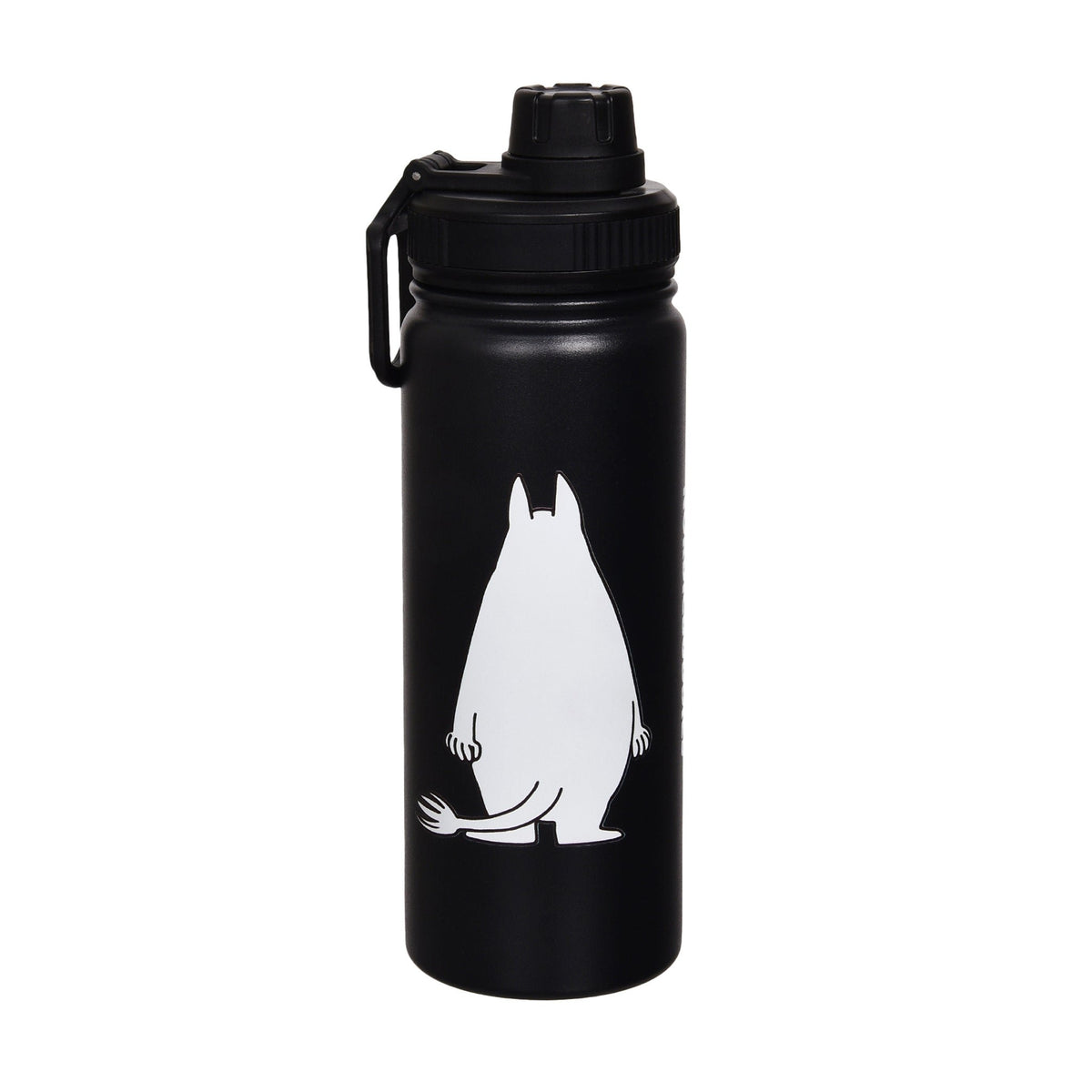 2. Moomintroll Thermal Everyday Bottle in black, featuring Moomin character from the back, studio shot