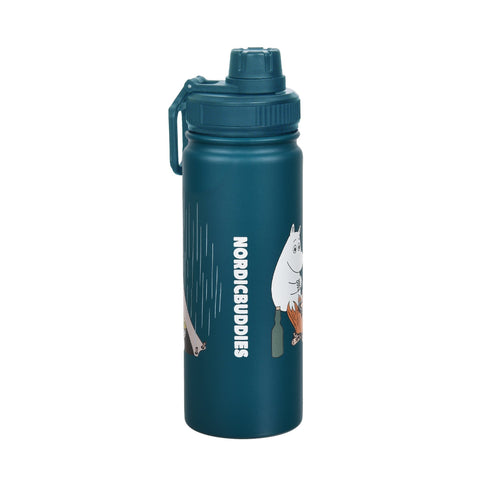 3. Moomin Adventure Thermal Everyday Bottle in studio, featuring NordicBuddies branding and Moomin design