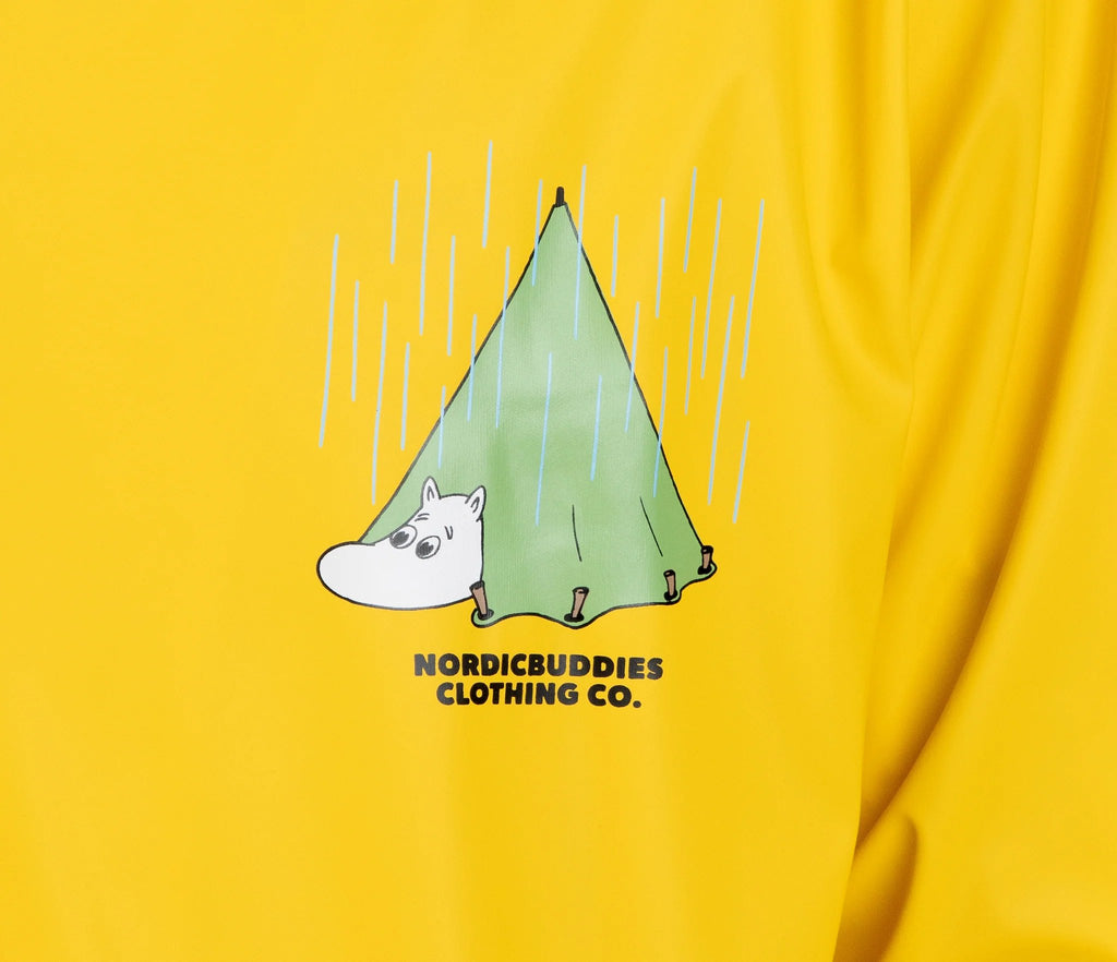 12. Close-up of Moomin graphic on yellow rain jacket by NordicBuddies