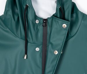 12. Close-up of Moomin Adventure Rain Jacket hood with zipper and button details