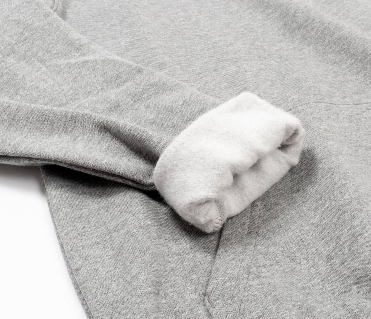 3. Close-up of soft inner lining of grey Moomin by NordicBuddies hoodie sleeve