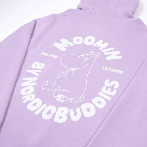4. Close-up of Moomin character detail on lilac hoodie by NordicBuddies