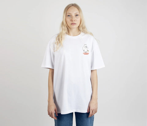 5. Women's Moomintroll's Flower T-Shirt by NordicBuddies, front view with Moomin character graphic, shown in studio