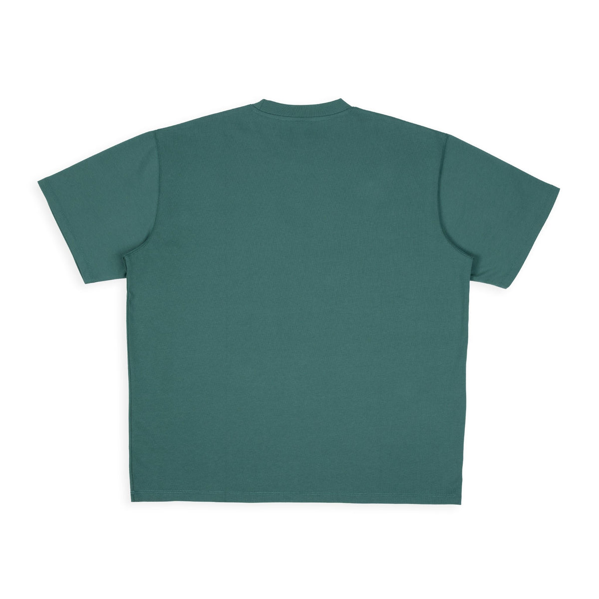 7. Back view of unisex green Moomin Classics heavy t-shirt in studio setting