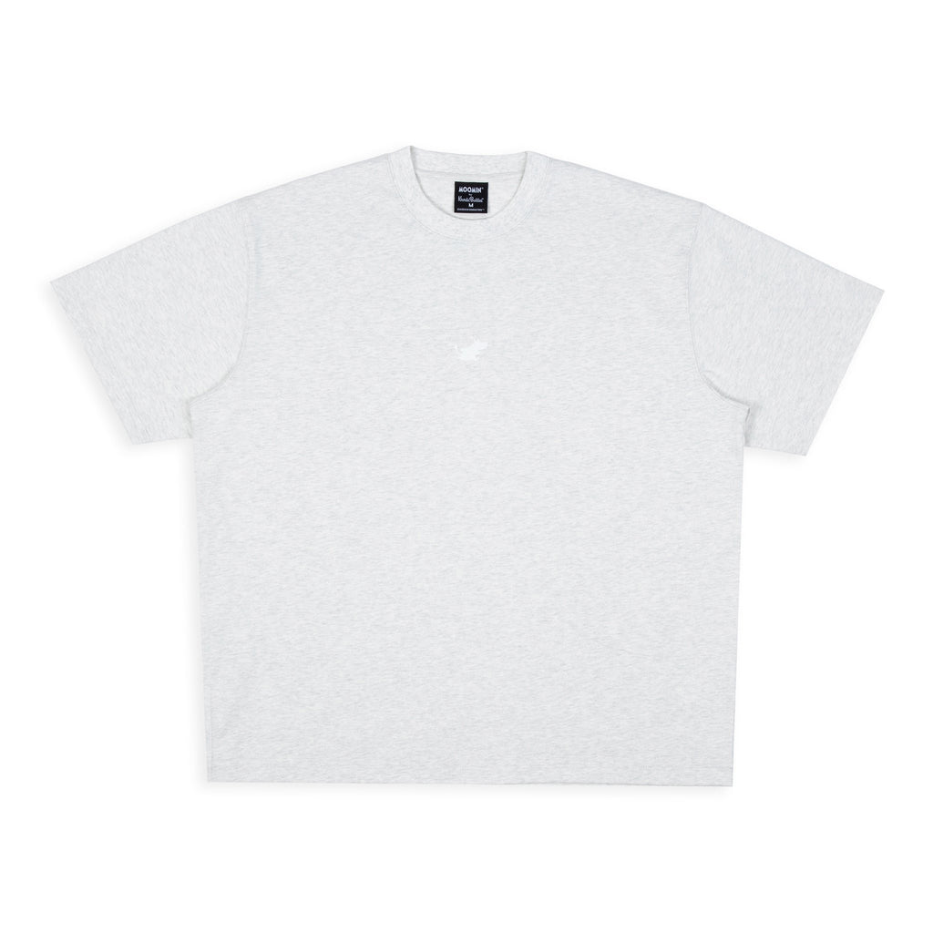 6. Studio shot of Moomin Classics heavy T-shirt in melange grey highlighting front design