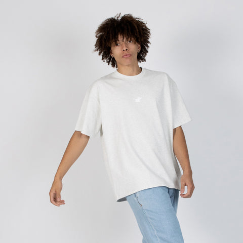 2. Unisex Moomin Classics heavy T-shirt in melange grey worn by male model in studio