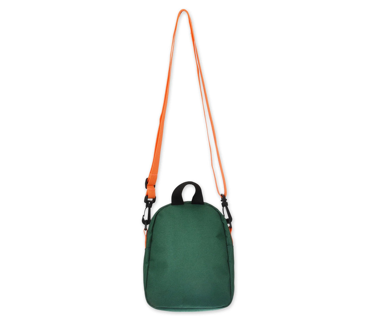 3. Back view of Moomin by NordicBuddies Moomintroll Adventure Cross Body Bag in dark green with orange strap