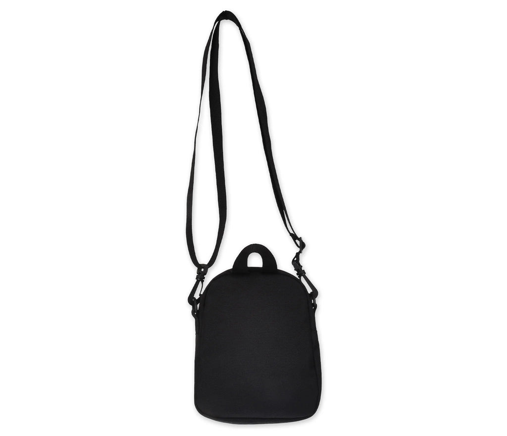 3. Back view of Moomintroll Adventure Cross Body Bag in black, highlighting adjustable strap