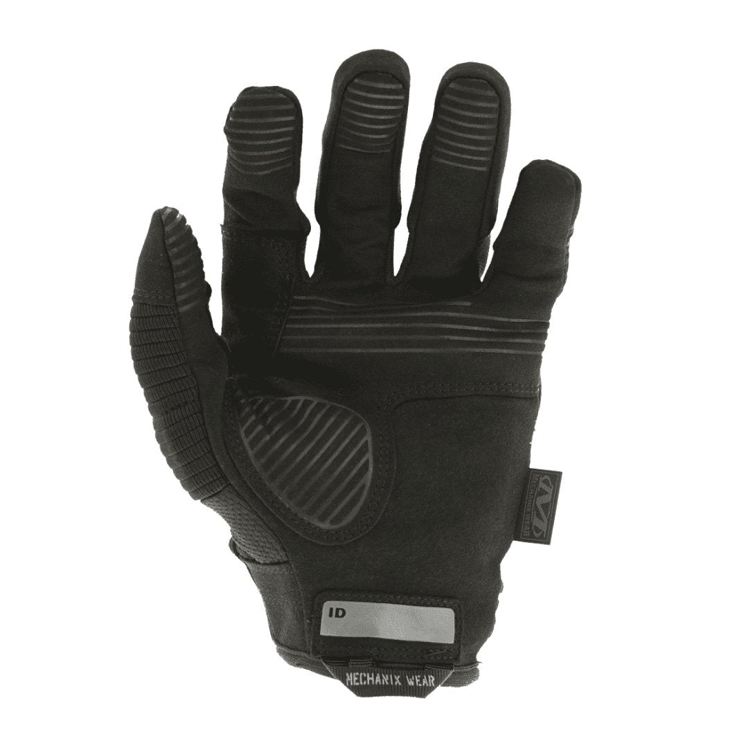 3. Palm view of black Mechanix M-Pact 3 glove showing reinforced palm and finger details