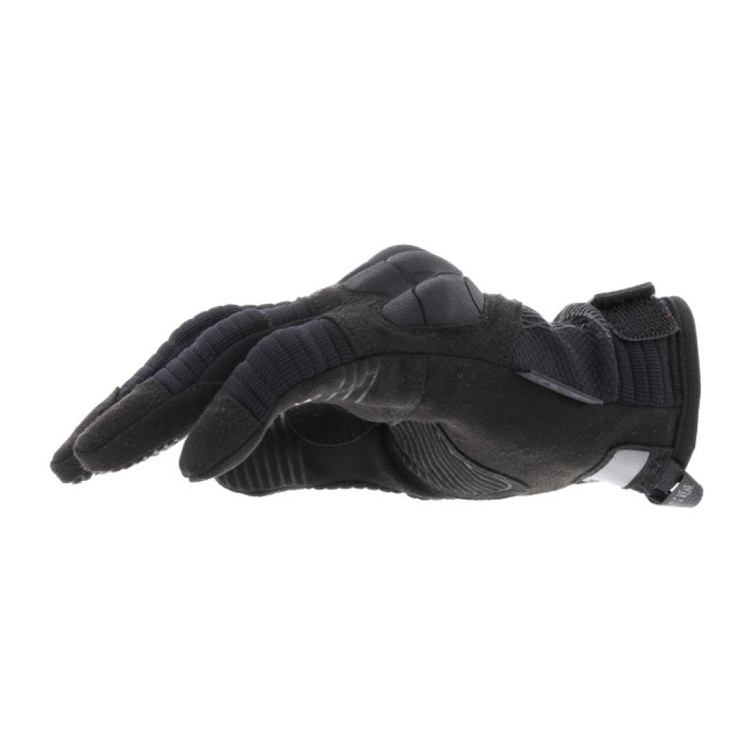 5. Side view of black Mechanix M-Pact 3 glove showing ergonomic design and finger curvature