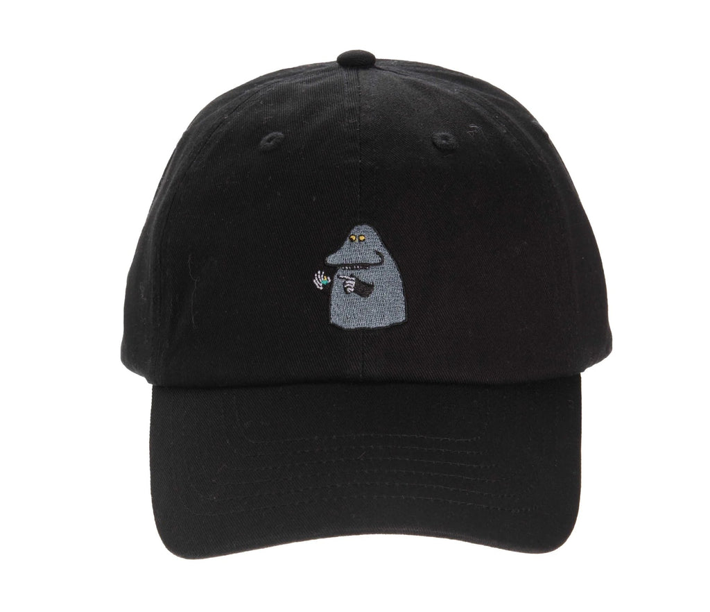 2. The Groke Adult Cap in black by Moomin, featuring embroidered character on front, studio shot