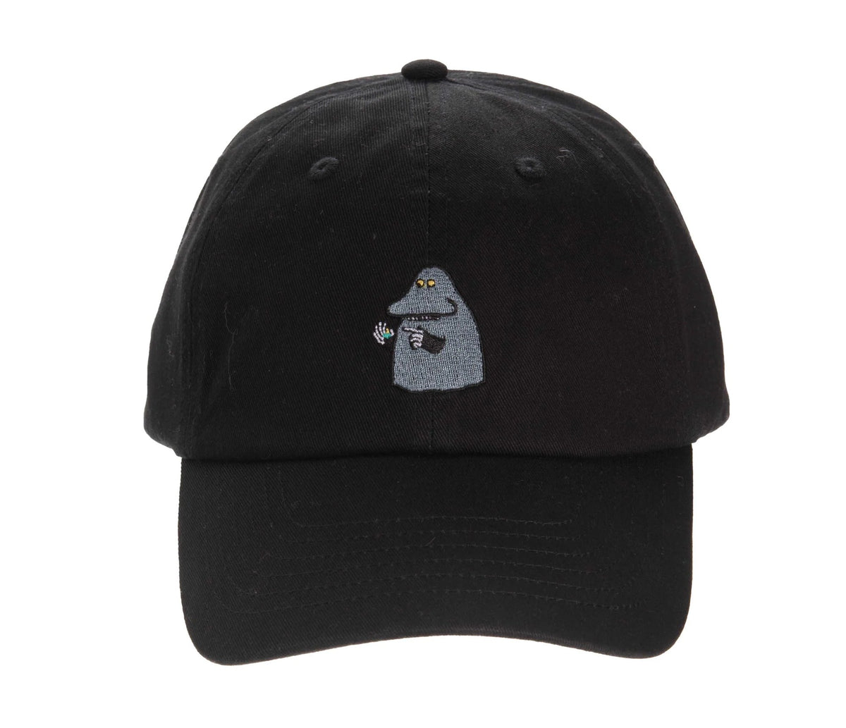 2. The Groke Adult Cap in black by Moomin, featuring embroidered character on front, studio shot