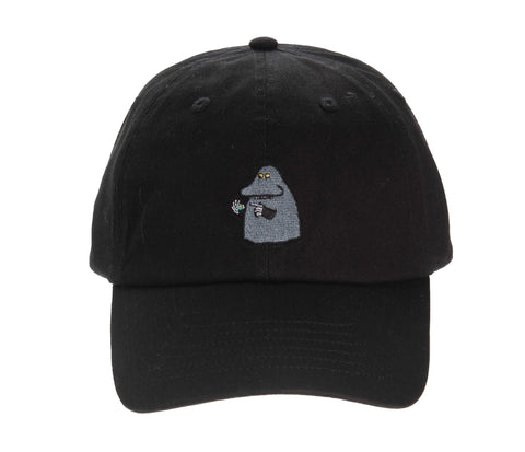 2. The Groke Adult Cap in black by Moomin, featuring embroidered character on front, studio shot