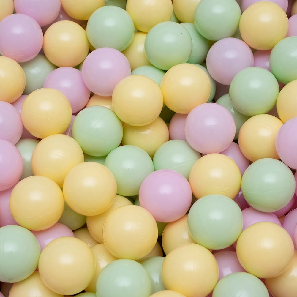 7. Close-up of pastel-colored balls from MeowBaby foam ball pit
