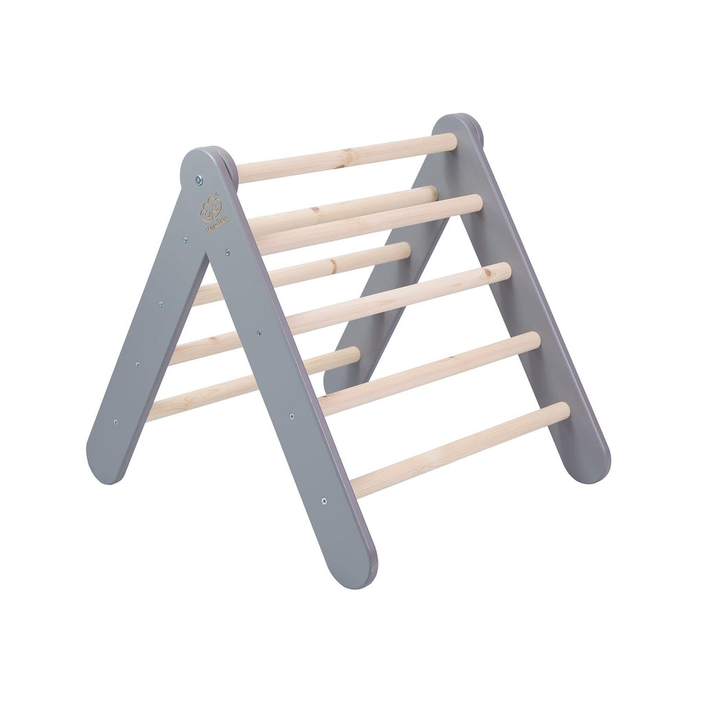 2. Grey wooden ladder structure for children's playhouse, shown in studio setting