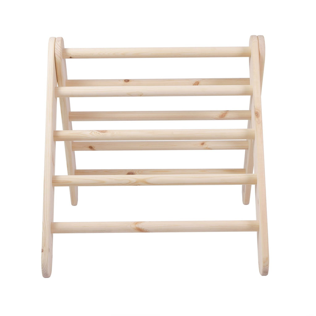 2. Studio shot of natural wood ladder structure for children's playhouse