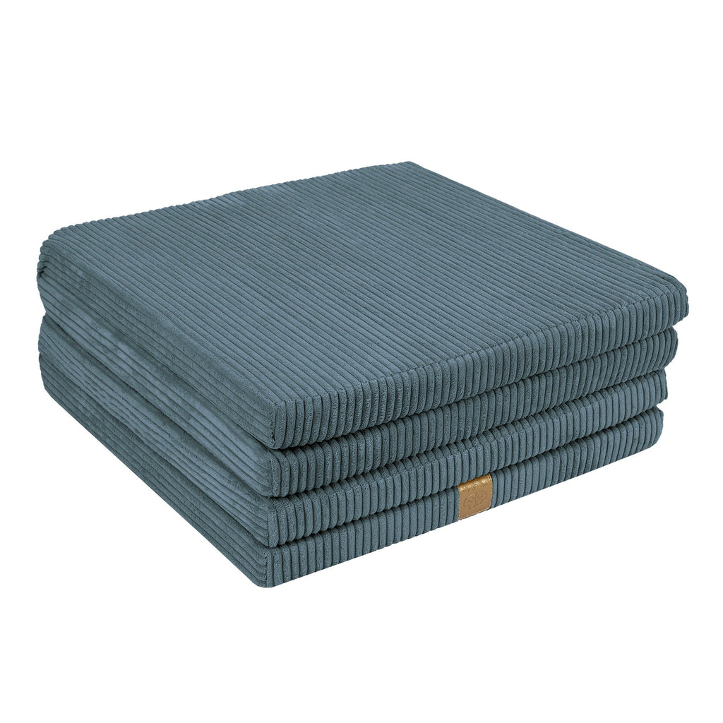 3. Folded turquoise play mat for kids by MeowBaby, highlighting ribbed texture and compact design on a white background