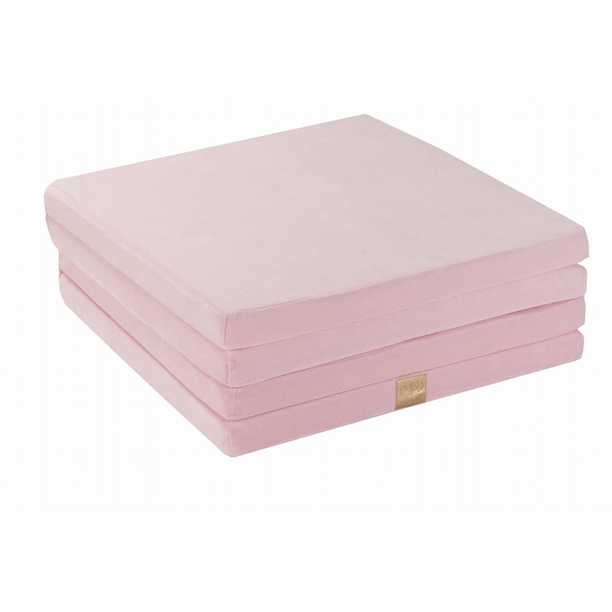 4. Folded MeowBaby light pink play mat in square shape showing compact storage design