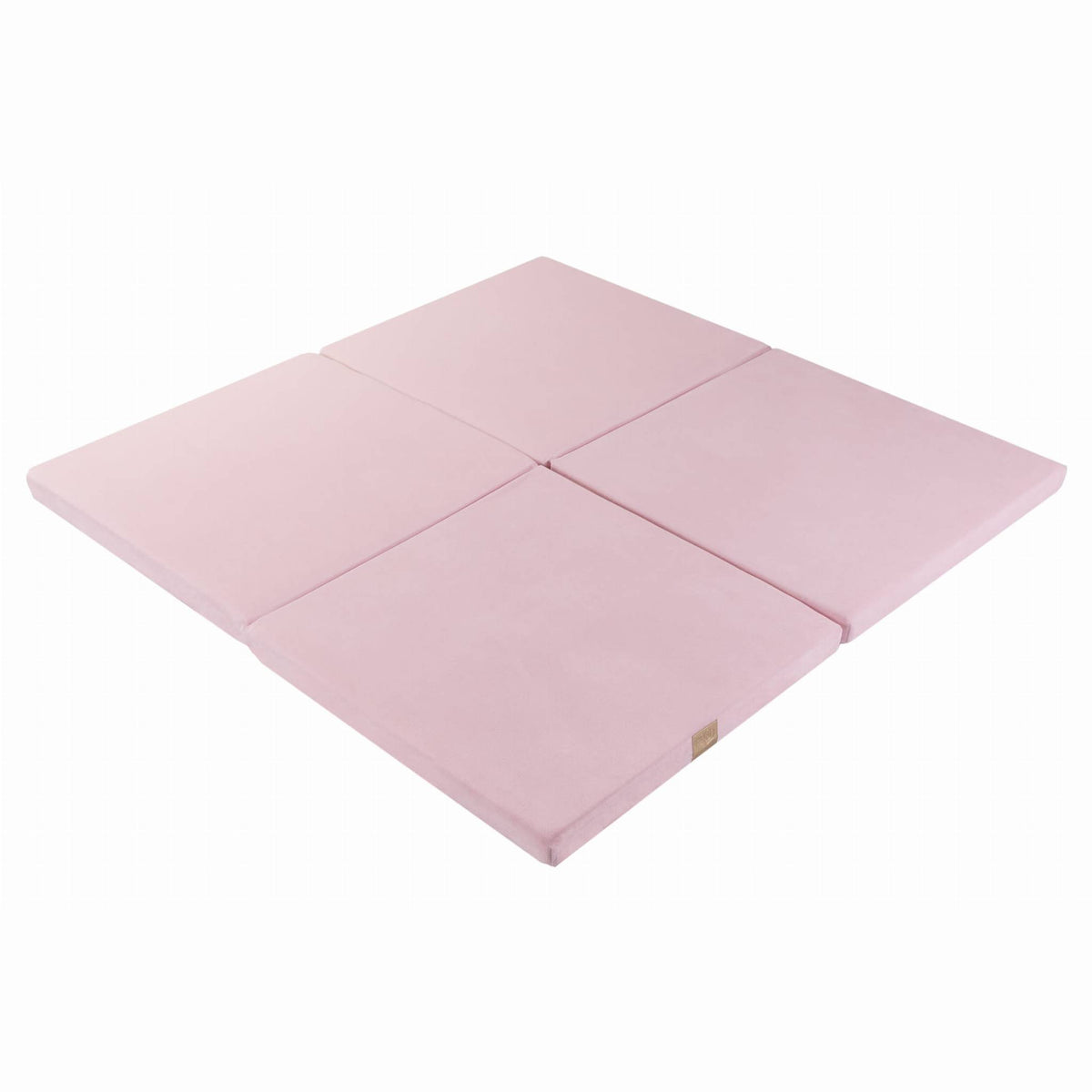 2. Square light pink velvet play mat by MeowBaby shown flat with visible stitching and soft texture