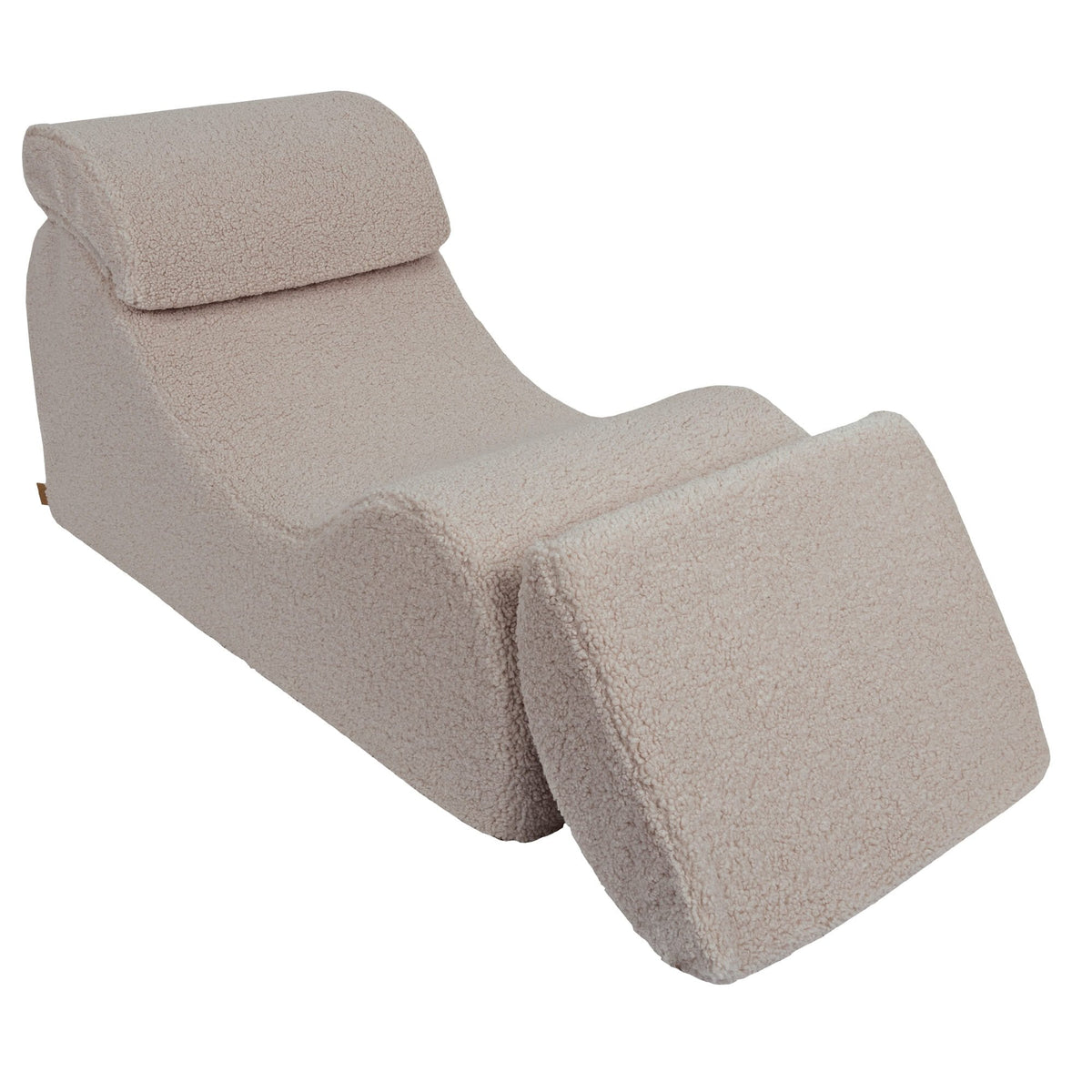 8. Light grey Wave Lounger with extended footrest, featuring ergonomic headrest and soft foam filling