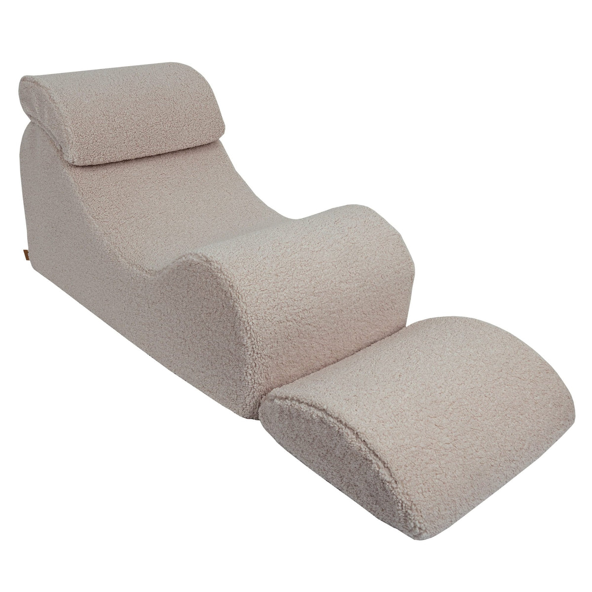 7. Light grey Wave Lounger with detachable footrest, highlighting ergonomic design and soft texture