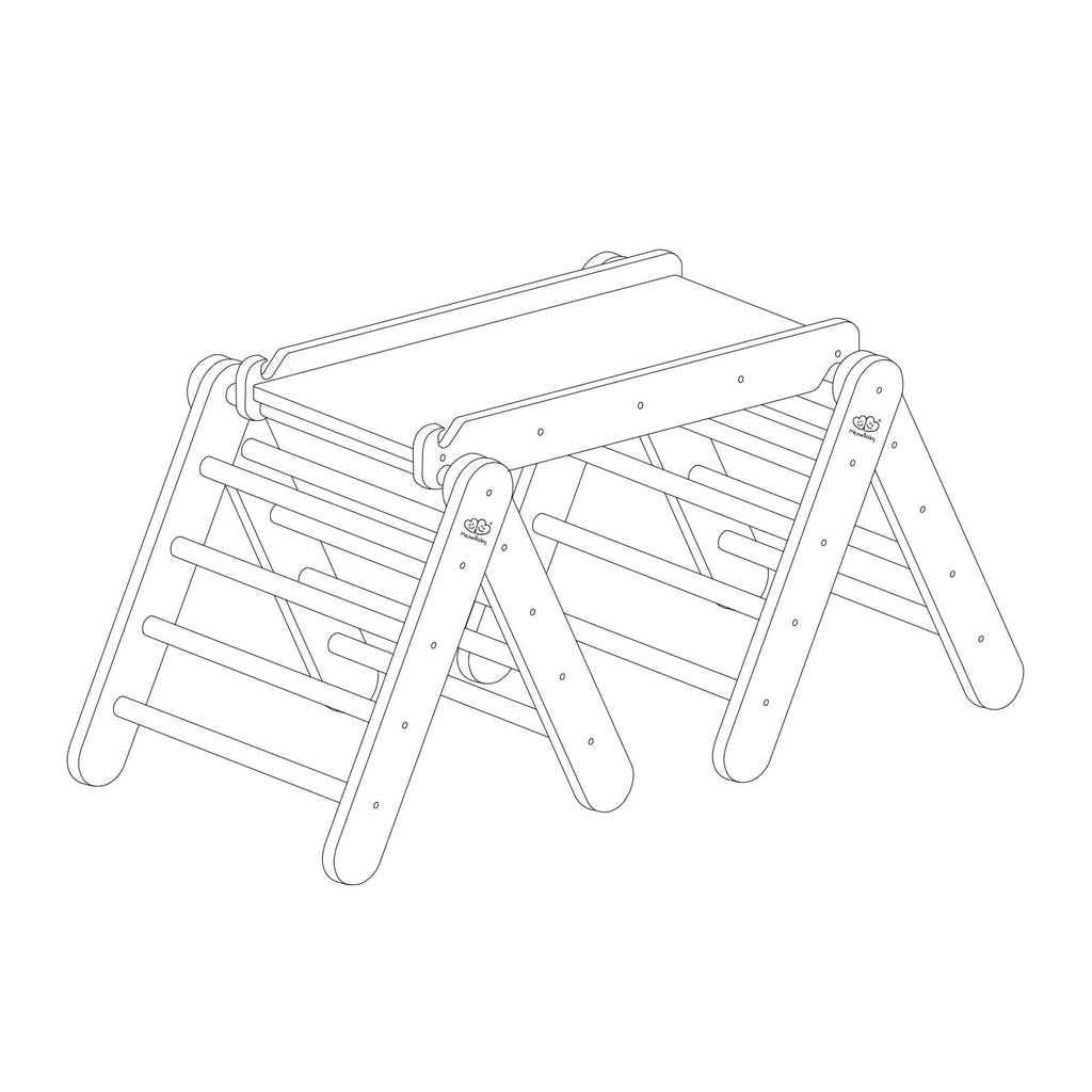 5. Size chart illustration of MeowBaby climbing triangle set with ladder and platform