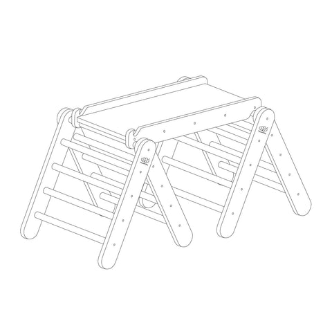 5. Black and white line drawing of MeowBaby climbing triangle set without slide, focusing on the climbing frame structure