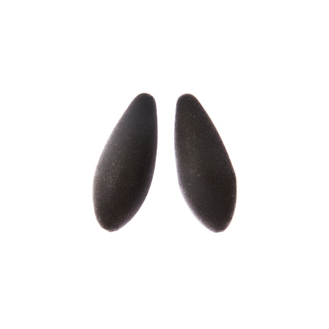 2. Pair of Tanel Veenre Mini Blackcurrants Earrings with velvety black cosmic dust coating on white background