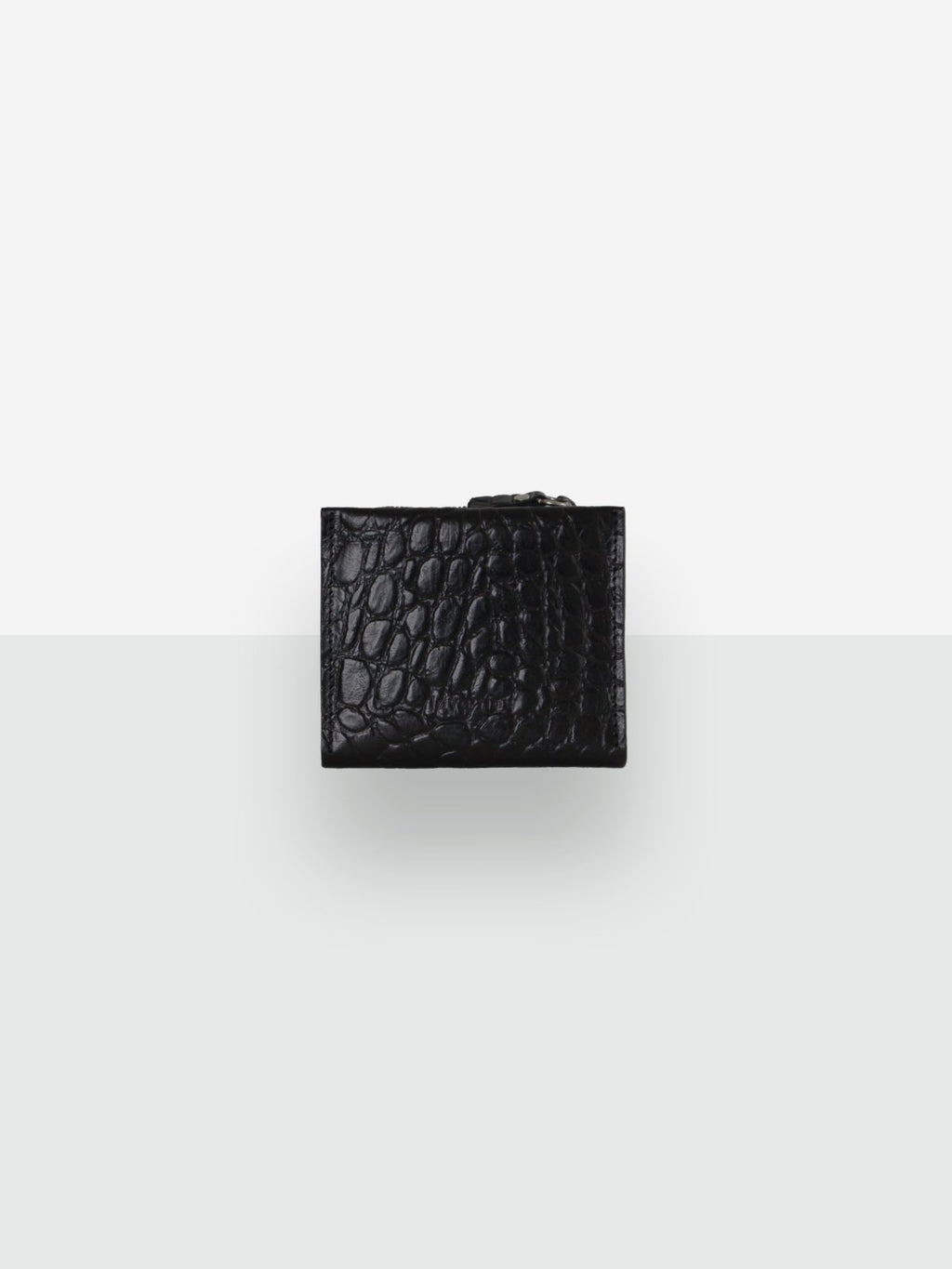 2. Studio image of Lava flow Classic Leather Wallet MINI TAAL in Black Croco, highlighting croco texture