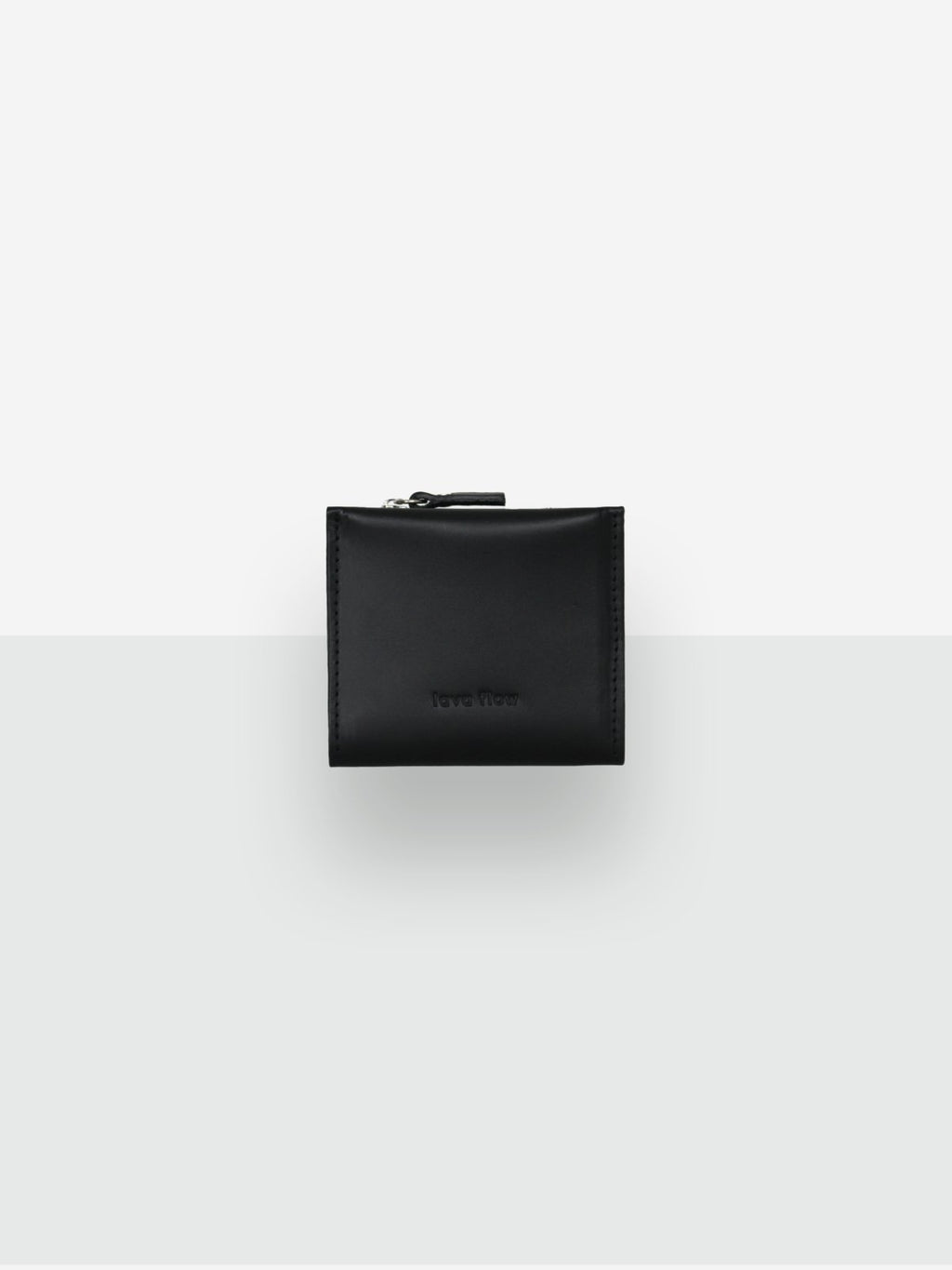 5. Studio image of Lava flow Classic Leather Wallet MINI TAAL in black, featuring minimalist design and brand logo