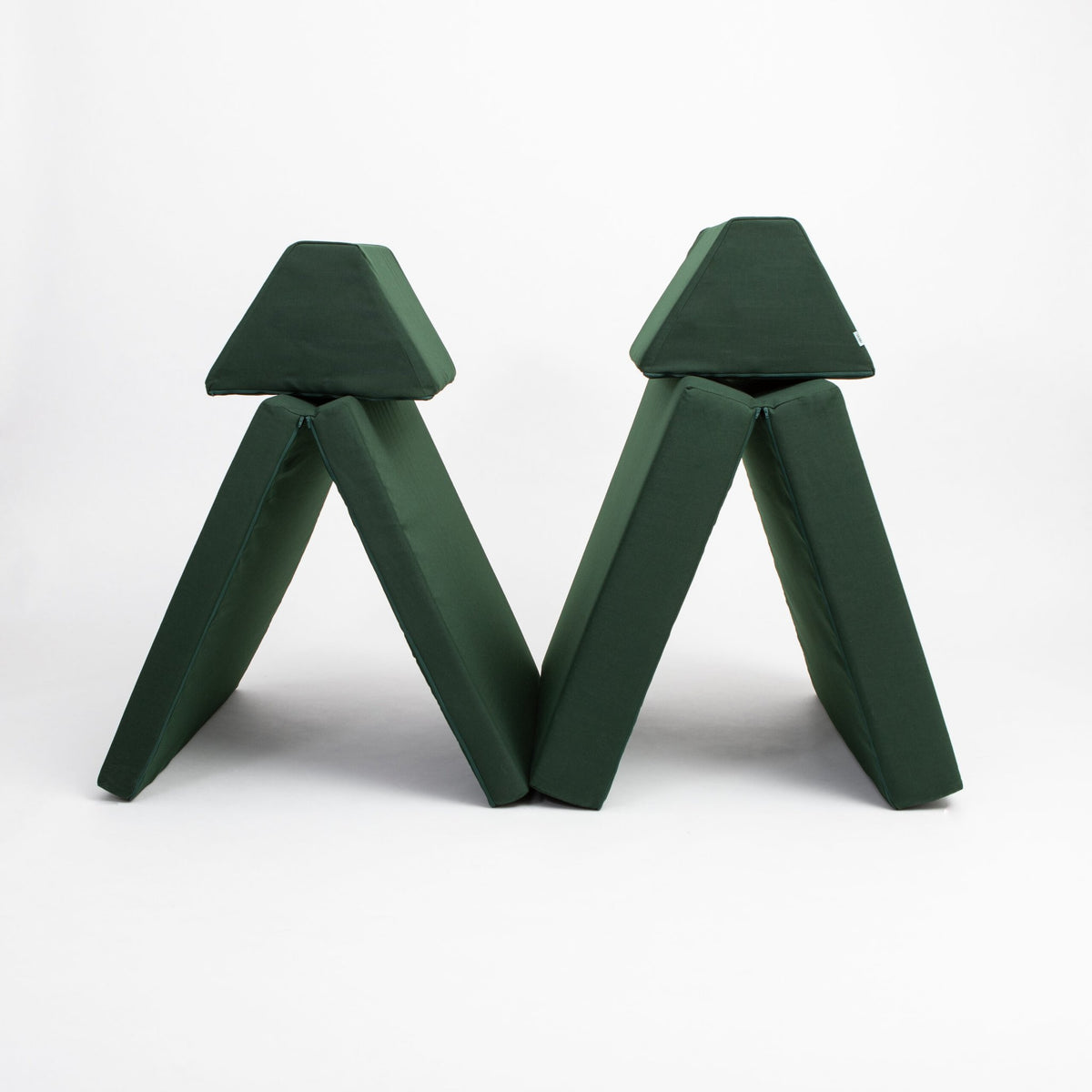 4. Monboxy deep green play mattress set in a double triangular structure