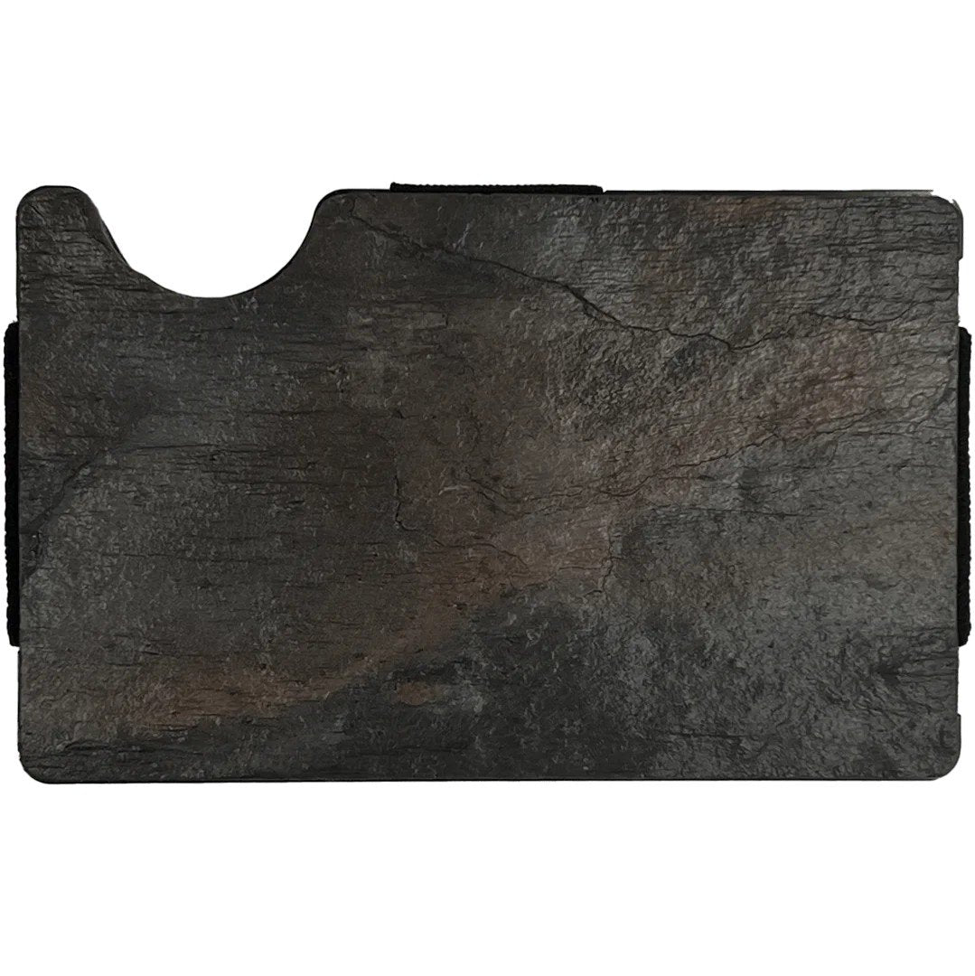 3. Close-up of Seif Design Must Süsi card holder showcasing natural slate stone texture