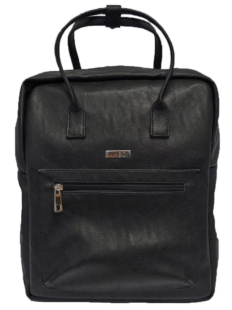 4. Nabo City Backpack L2369 in black synthetic material with front zipper pocket and dual carry handles, studio view