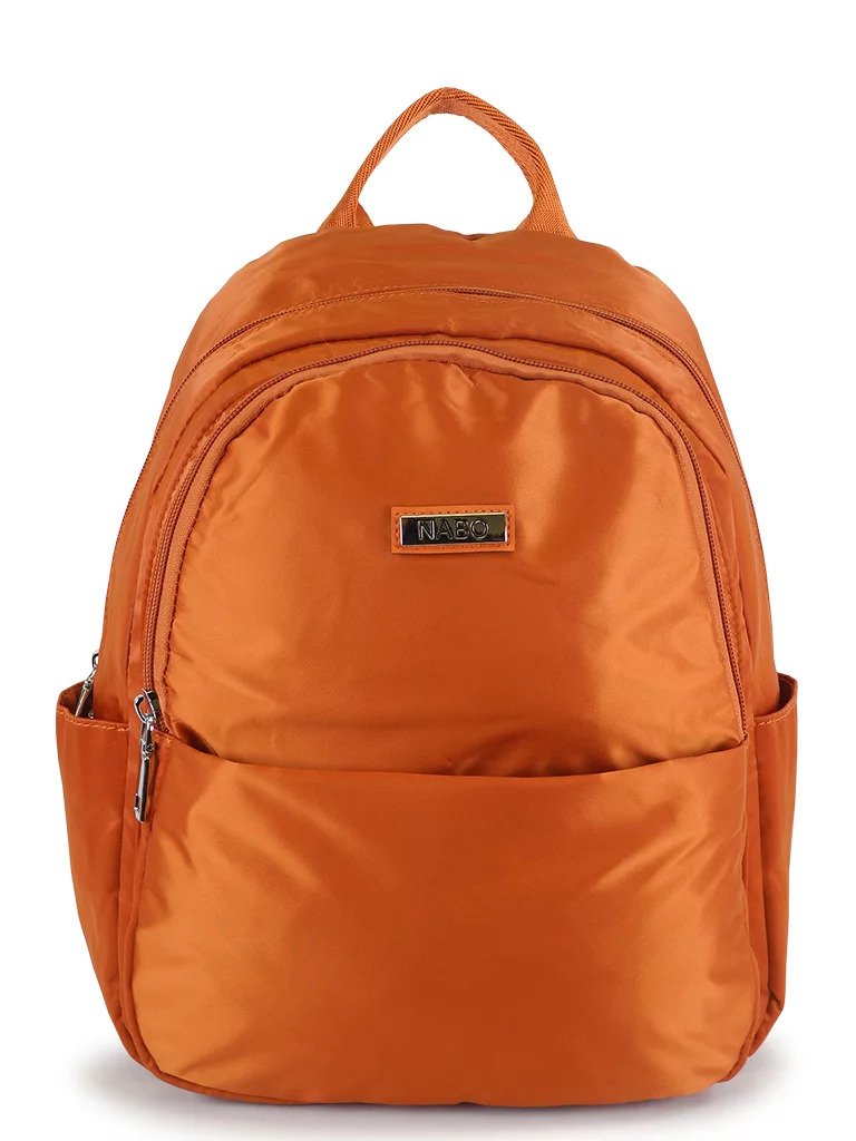 7. Orange Nabo Backpack NK 2254 with front zip pocket and logo, studio shot
