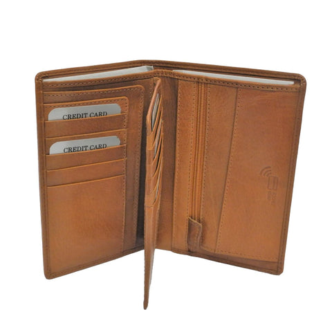 2. Interior view of Nabo large leather wallet NK 252 in brown, featuring card slots and RFID protection