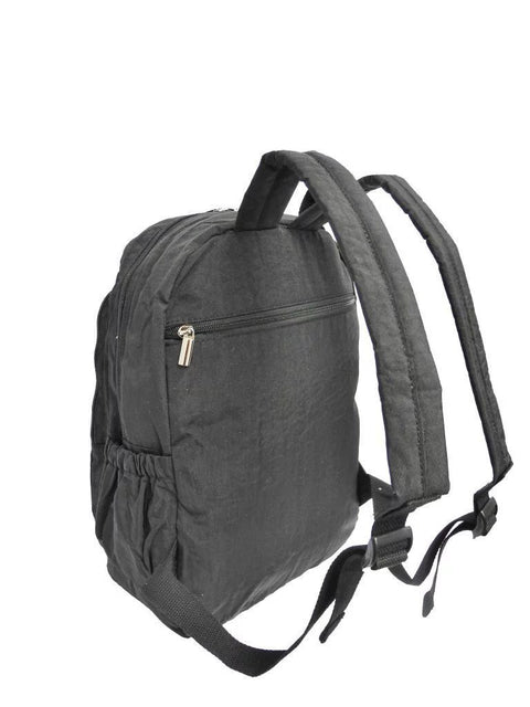 5. Back view of Nabo Backpack NK 1977 in black, displaying secure back zip pocket and padded straps