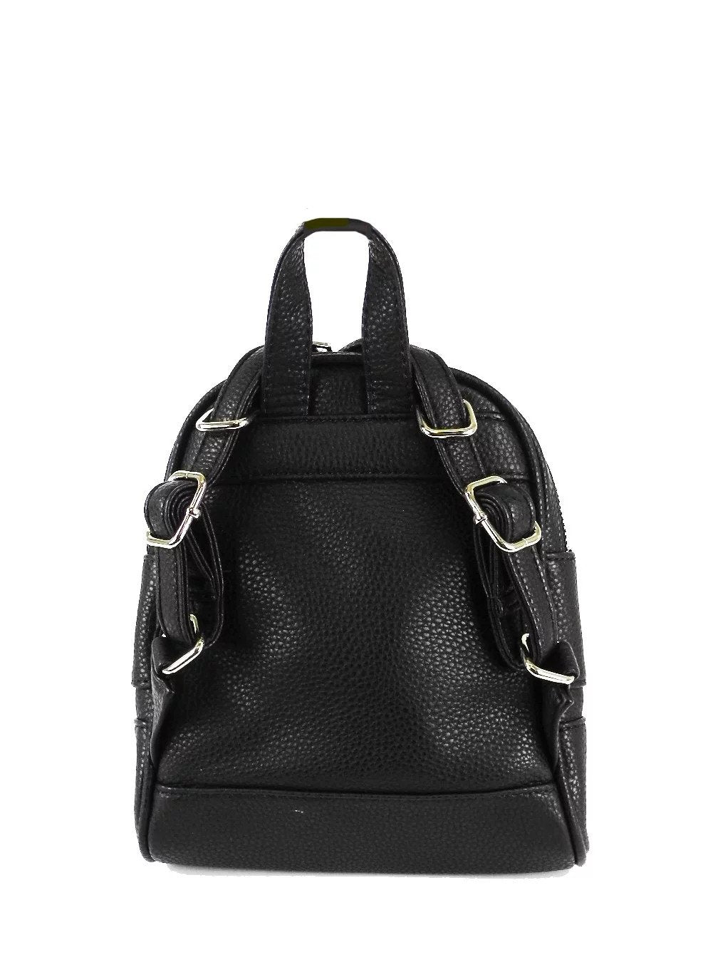 3. Nabo Small Backpack NK 2197 in black, back view displaying adjustable straps and synthetic texture